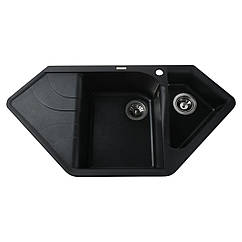 Гранітна мийка Globus Lux GARDA чорний металік 1000х500мм-А0001