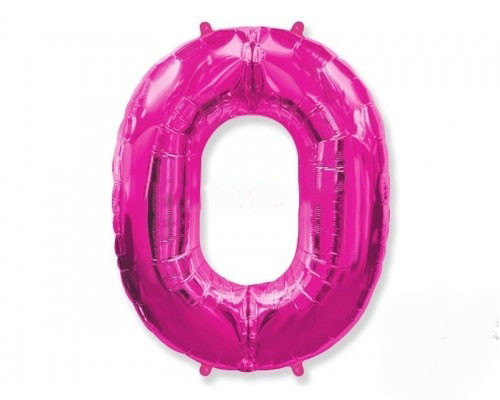 Фольгована куля Цифра "0" 1м, Flexmetal, колір - фуксія, фото 1