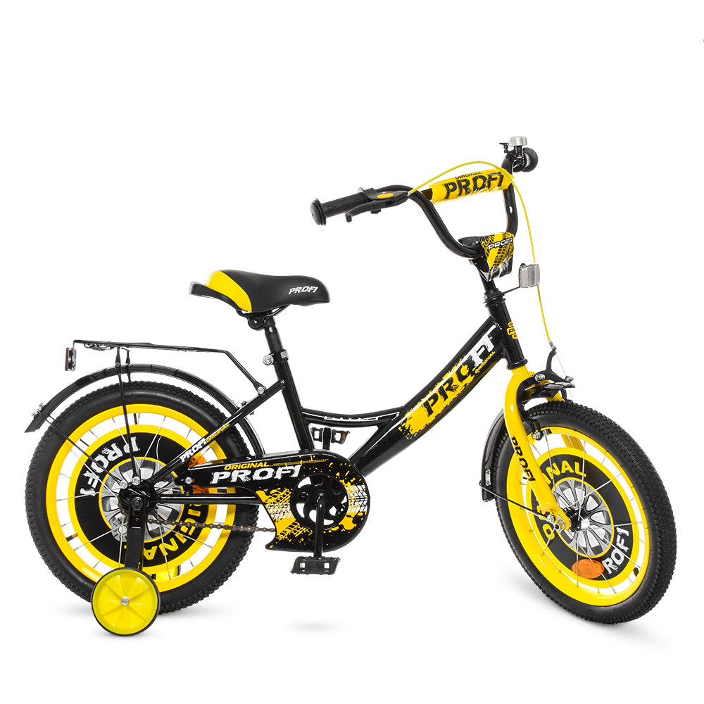 Дитячий велосипед PROF1 18 дюймів Y1843 з багажником Жовтий