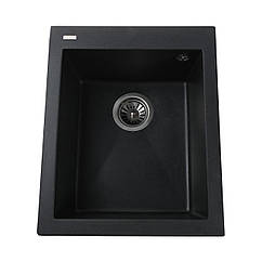 Гранітна мийка Globus Lux LAMA чорний металік 410х500мм-А0001
