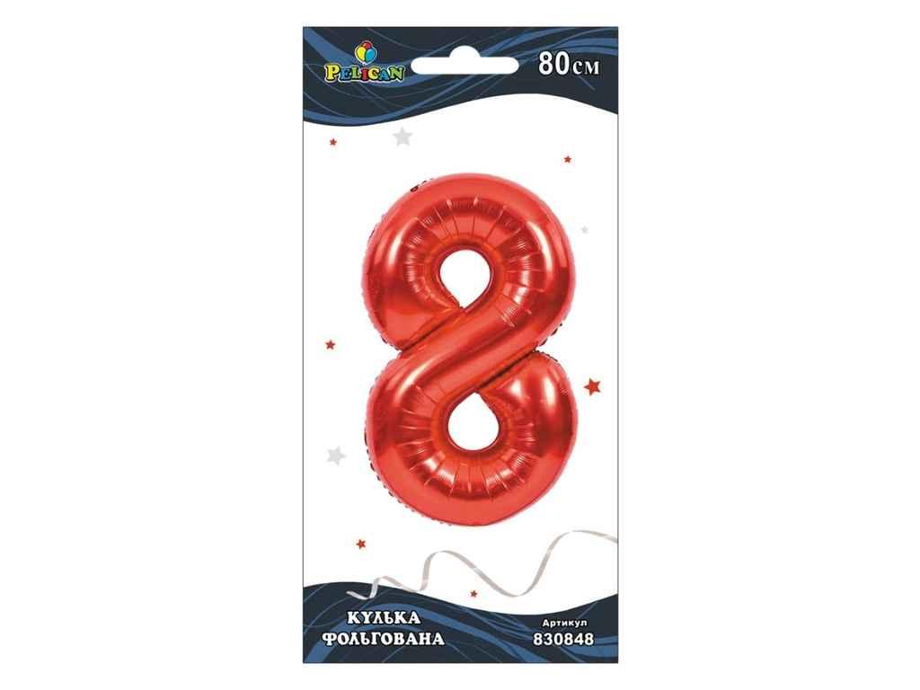 Цифра фольгована 8 ЧЕРВОНА 100см 831048 ТМ PELICAN, фото 1
