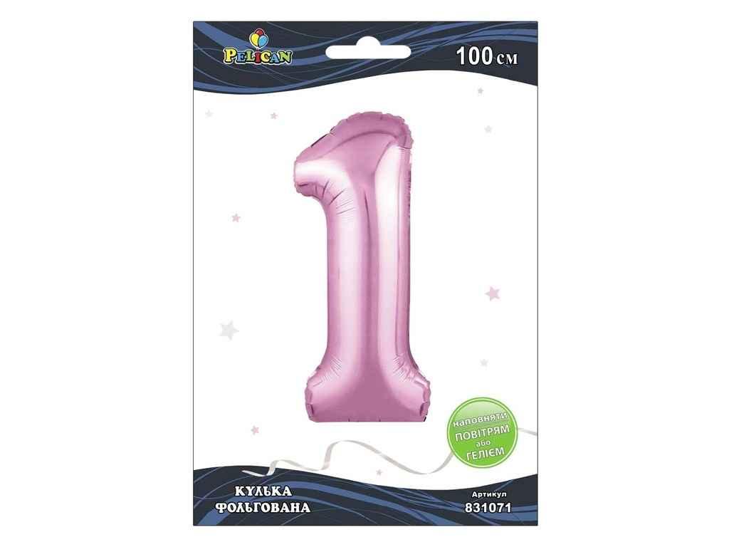 Цифра фольгована 1 РОЖЕВA 100см 831071 ТМ PELICAN, фото 1