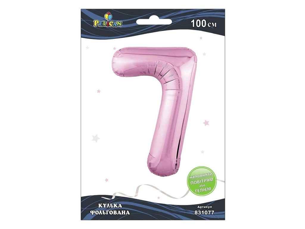 Цифра фольгована 7 РОЖЕВA 100см 831077 ТМ PELICAN, фото 1