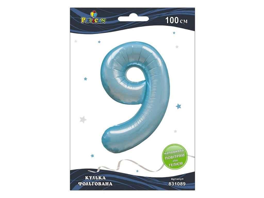 Цифра фольгована 9 БЛАКИТНА 100см 831089 ТМ PELICAN, фото 1