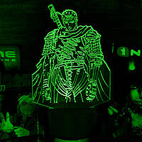 Акриловый светильник-ночник Гатс Berserk Черный Мечник зеленый tty-n001823