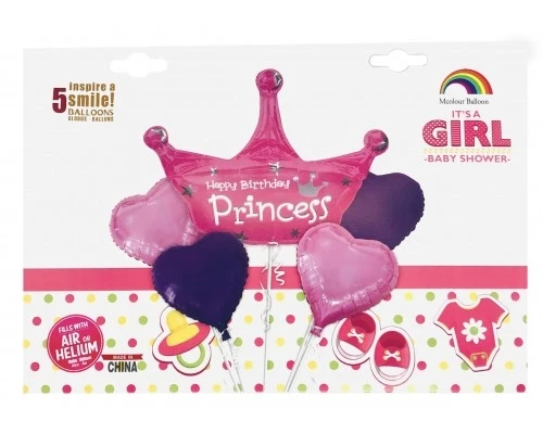 Набір фольгованих куль "Корона. Happy Birthday Princess"