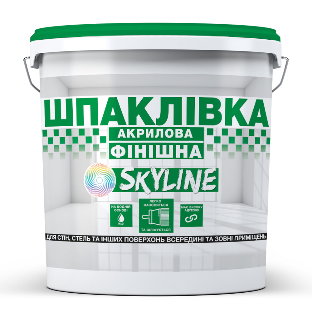 Шпаклівка акрилова фінішна, готова до застосування, SkyLine Білосніжна 1.5 кг, фото 1