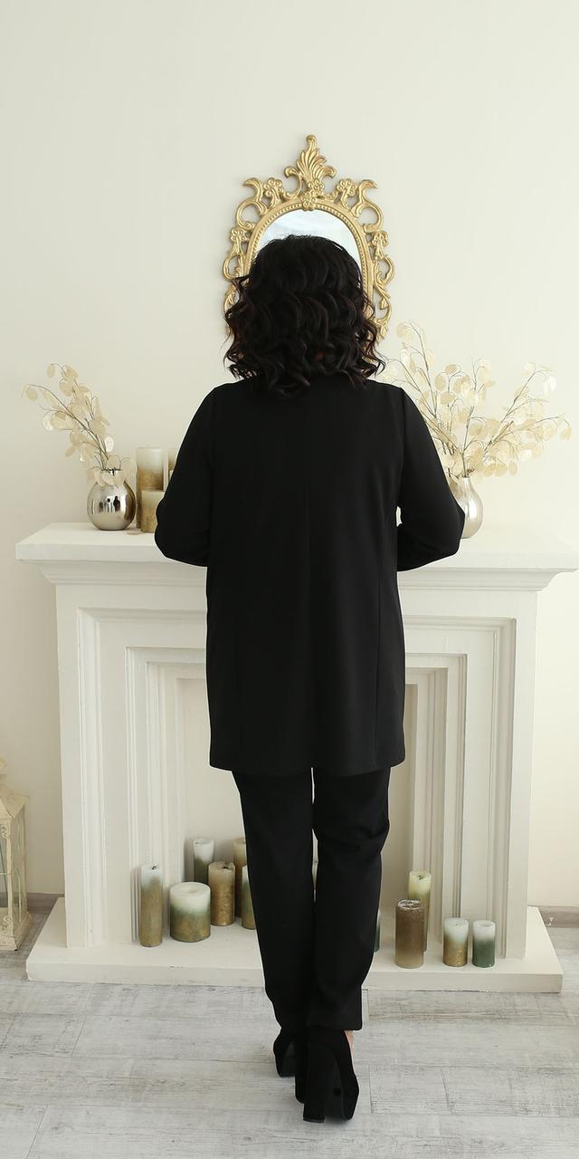 Женский брючный костюм-тройка в разных цветах, большие размеры Черный, 54 - фото 3 - id-p1666395485