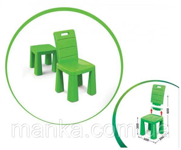 Пластиковий стілець для дітей ТМ Doloni 2в1, стілець-табурет  Зелений 04690/2, фото 1