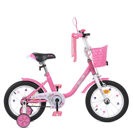 Велосипед дитячий двоколісний PROF1 Ballerina Y1481-1 14 дюймів Рожевий, фото 1