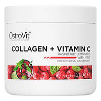 Для суглобів і зв'язок OstroVit Collagen + Vitamin C, 200 грамів Малиновий лимонад з м'ятою (108841)