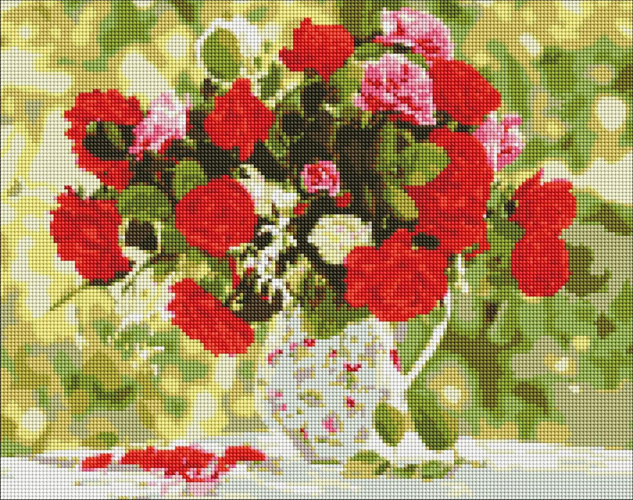 Алмазна мозаїка вишивка 40х50 см Яскравий букет Ідейка, фото 1