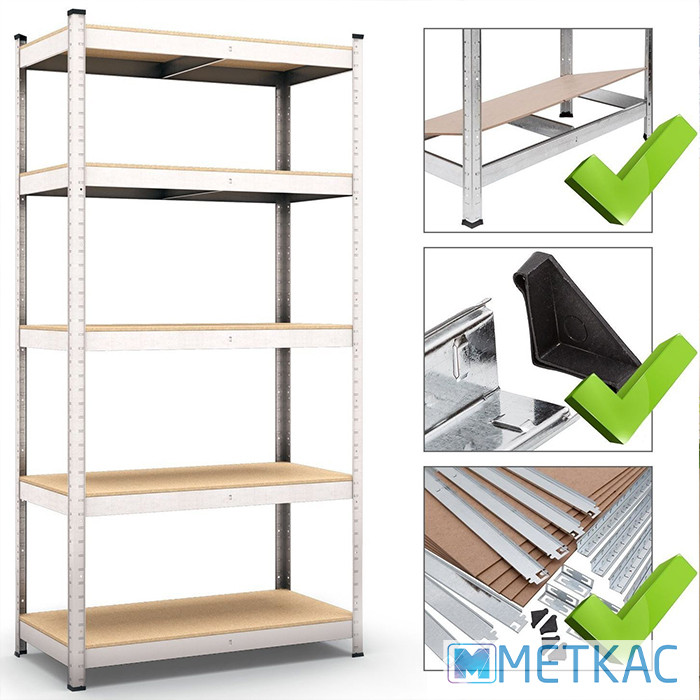 Стеллаж Бюджет ОМ-13 2200х1100х450 Меткас, 175 кг/полка, 5 полок, МДФ, оцинкованный, металлический, для склада - фото 3 - id-p1666400795