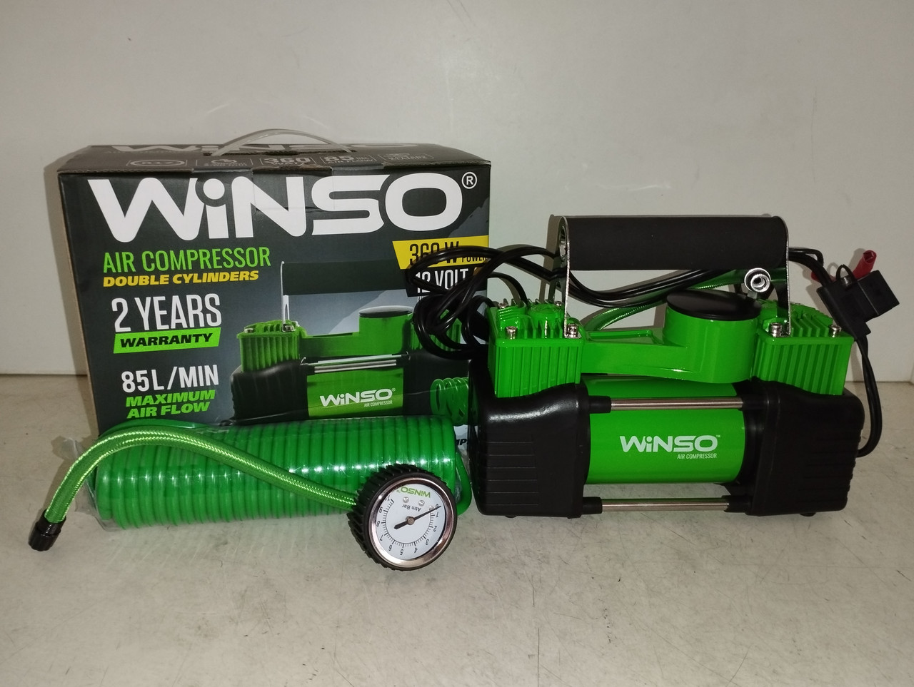 Компресор підкачування коліс "Winso" дво-поршневий 12 V 85 л/хв, фото 1