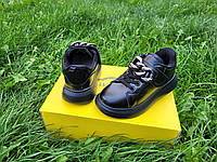 Черные туфли, мокасины на девочку , цвет черный 30р -17,5-18см