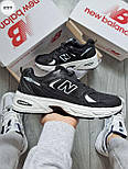 Чоловічі кросівки New Balance 530 весна-осінь з сіткою чорні з білим. Живе фото. топ, фото 3