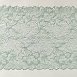 Стрейчеве (еластичне) мереживо пастельного м'ятного відтінку (колір полину) шириною 22,5 см., фото 7
