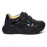 Чорні шкіряні кросівки для дівчинки підлітка Туреччина Theo Leo 1328 розмір 30 — 40, фото 2