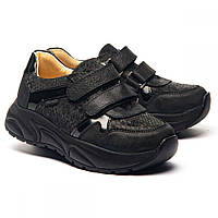 Черные кожаные кроссовки для девочки подростка Турция Theo Leo 1328 размер 30 - 40