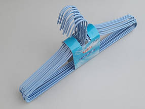 Плічка металевий в поліетиленовому покритті ніжно-блакитного кольору, довжина 39,5 см, в упаковці 10 штук, фото 4