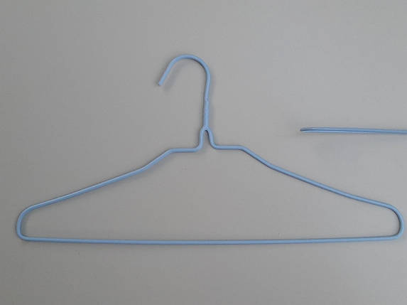 Плічка металевий в поліетиленовому покритті ніжно-блакитного кольору, довжина 39,5 см, в упаковці 10 штук, фото 2