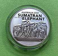 Австралія 1 долар 2022 р. Австралійський зоопарк -Суматранський слон (срібло 999 проби, 1 унція)