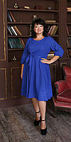 Сияющее женское платье из ткани креп-шифон, большие размеры Синий, 50