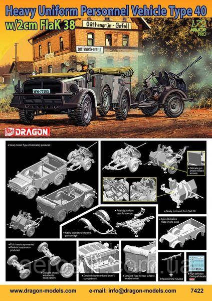 HUPV Type 40 with 2cm FlaK 38 1/72 Dragon 7422, фото 1
