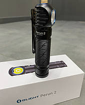Ліхтар кишеньковий Olight Perun 2 Чорний, живлення - акумулятор, потужний тактичний ліхтар для військових, фото 5