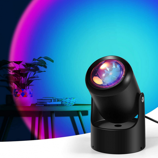 Проекційний світильник Sunset Lamp mini Райдужний Захід сонця (818-1) лампа для заходу сонця
