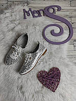 Дитячі туфлі Мишеня на дівчинку Мокасини Білі зі сріблом Екошкіра Розмір 32