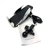 Тримач телефону SMART SENSOR S5 з бездротовою зарядкою чорний, фото 2