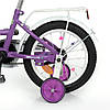 Велосипед дитячий двоколісний PROF1 Blossom Y14303N 14" колеса з багажником для дівчаток Фіолетовий, фото 6