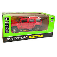 Машинка маталева дитяча Hummer H3 «Автопром» Хамер H3, червона, світ, звук, відкр. двері, баг., 15*6*6 см (68321), фото 7