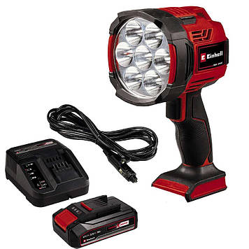 Набір! Ліхтар акумуляторний LED Einhell TE-CL 18/2500 LiAC-solo + АКБ 18 В, зарядний + 12 В від прикурювача