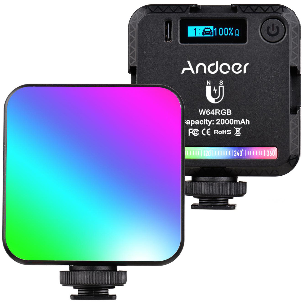 Заповнююче накамерне студійне відео світло Andoer W64RGB Mini RGB | світлодіодна LED лампа для фото і відео на штатив, 6W
