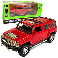 Машинка металлическая детская Hummer H3 «Автопром» Хаммер H3, красный, свет, звук, откр двери, баг., 15*6*6 см