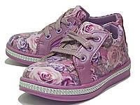 Кроссовки туфли мокасины весенние осенние обувь для девочки К03 фиолетовые Царевна. Размеры 22-27