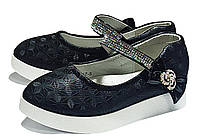 Демисезонные весенние осенние туфли мокасины для девочки на танкетке 57-5 черные W.Niko р.28