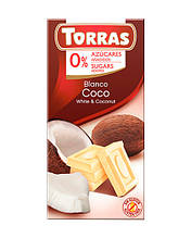 Шоколад білий без цукру, без глютену TORRAS з кокосом, 75 г