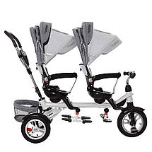 Велосипед для двійні TurboTrike Len M 3116TWA-19 Grey із сумочкою для аксесуарів Сірий, фото 4
