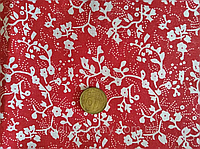 Тканина для ляльок, бавовна, 50*50 см Колір червоний у дрібну квіточку  №3
