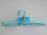 Плічка металевий в поліетиленовому покритті ніжно-бірюзового кольору, довжина 39,5 см, в упаковці 10 штук, фото 2