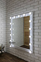 Велике настінне гримерне дзеркало для візажиста, перукаря з підсвіткою Грей з лампами 80х100 см