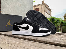 Чоловічі кросівки Nike Air Jordan 1 Low Black White чорні з білим, фото 5