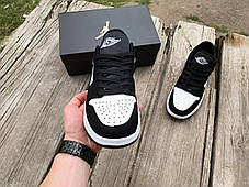 Чоловічі кросівки Nike Air Jordan 1 Low Black White чорні з білим, фото 3