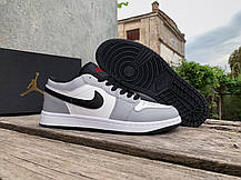 Чоловічі кросівки Nike Air Jordan 1 Low Grey White Black сірі з білим, фото 2