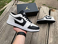 Мужские кроссовки Nike Air Jordan 1 Low White Black белые с черным