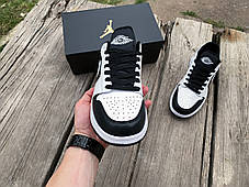 Чоловічі кросівки Nike Air Jordan 1 Low White Black білі з чорним, фото 3