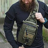 Чоловіча тактична сумка через плече STORMBAG зелена олива з тканини А, фото 5